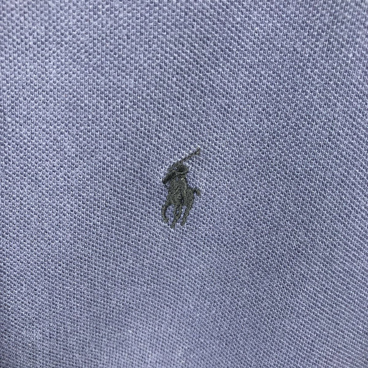 Ralph Lauren POLO by Ralph Lauren pique knit short-sleeved V-neck T-shirt, men's size XL (approx.) cotton navy blue type Vintage Second Hand