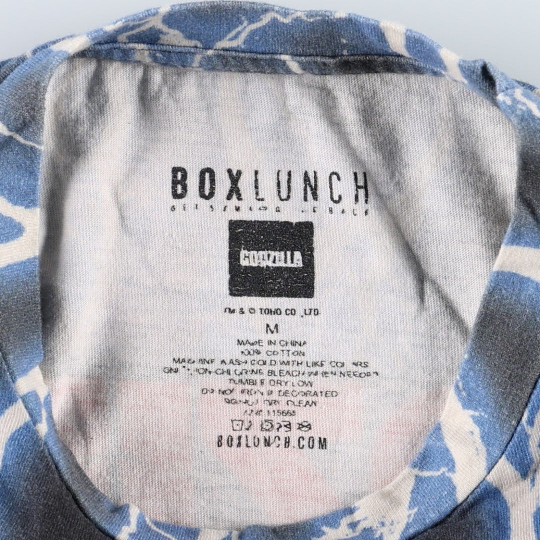 BOXLUNCH GODZILLA Movie T-Shirt - All-over print, Men's size M (approx.) cotton red type Vintage Second Hand