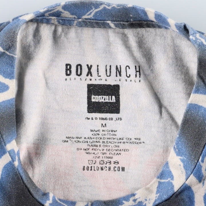 BOXLUNCH GODZILLA Movie T-Shirt - All-over print, Men's size M (approx.) cotton red type Vintage Second Hand