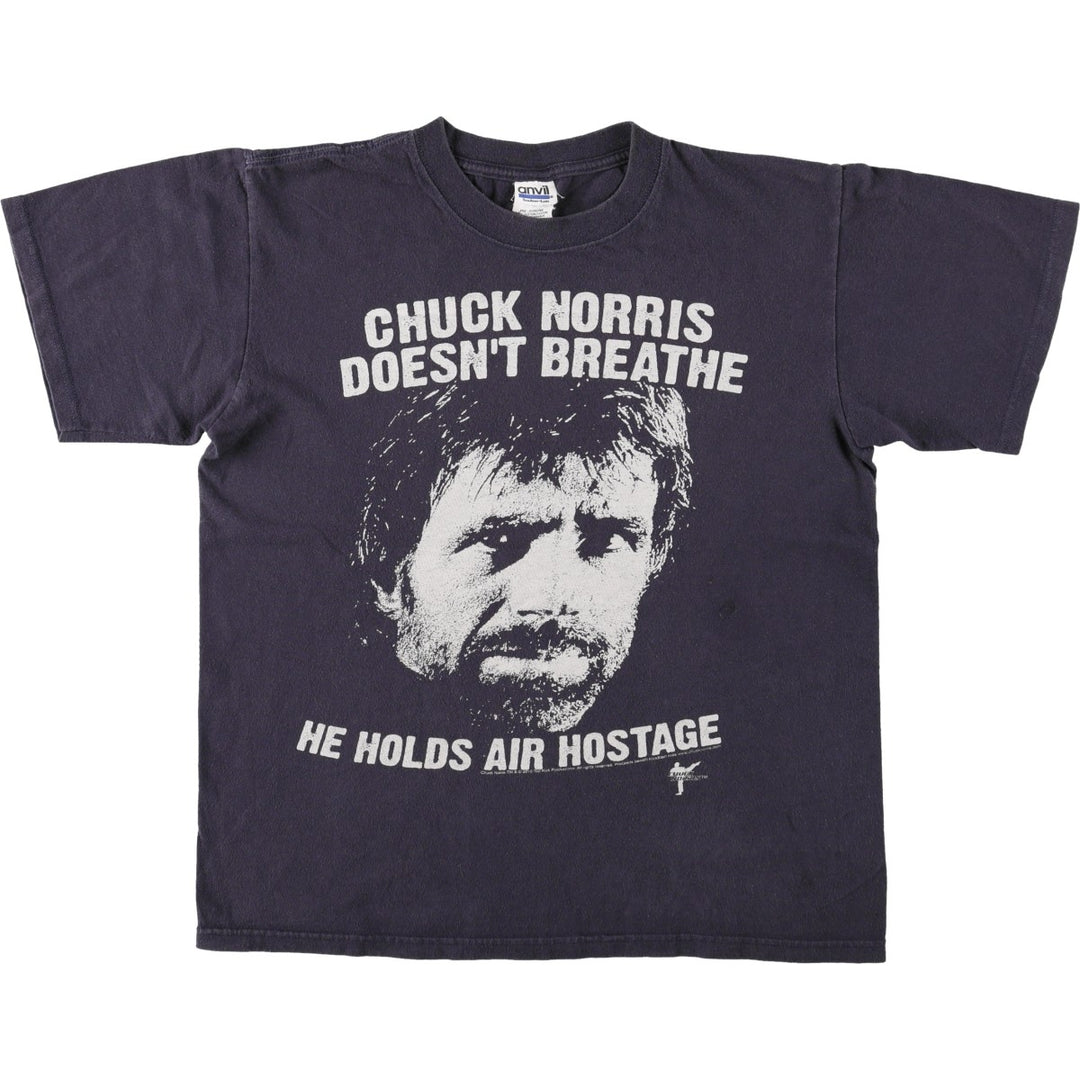 Anvil Chuck Norris Movie T-Shirt (Men's Size M) unclear navy blue type Vintage Second Hand