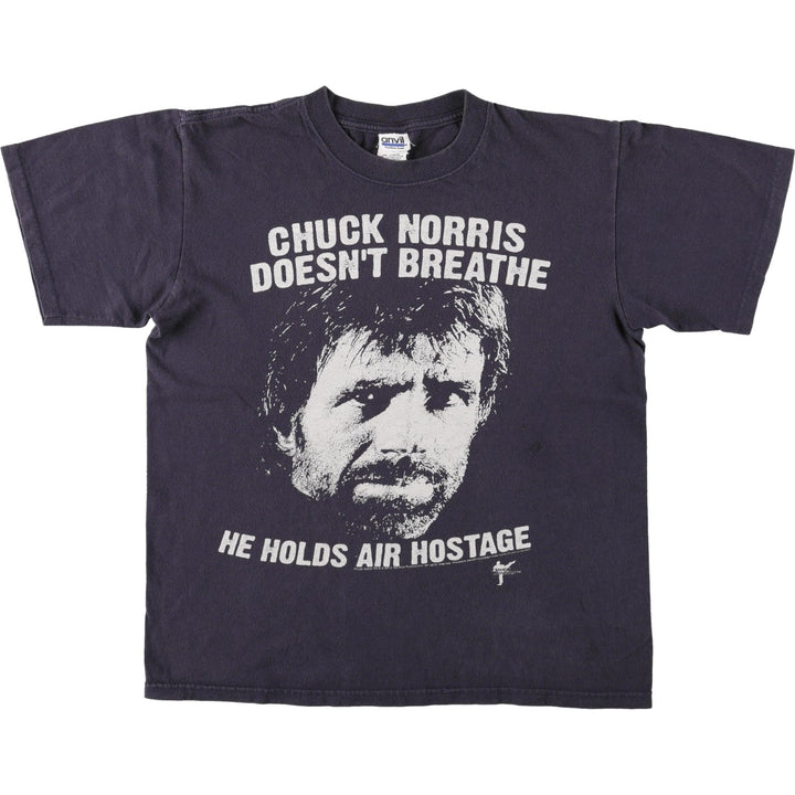 Anvil Chuck Norris Movie T-Shirt (Men's Size M) unclear navy blue type Vintage Second Hand
