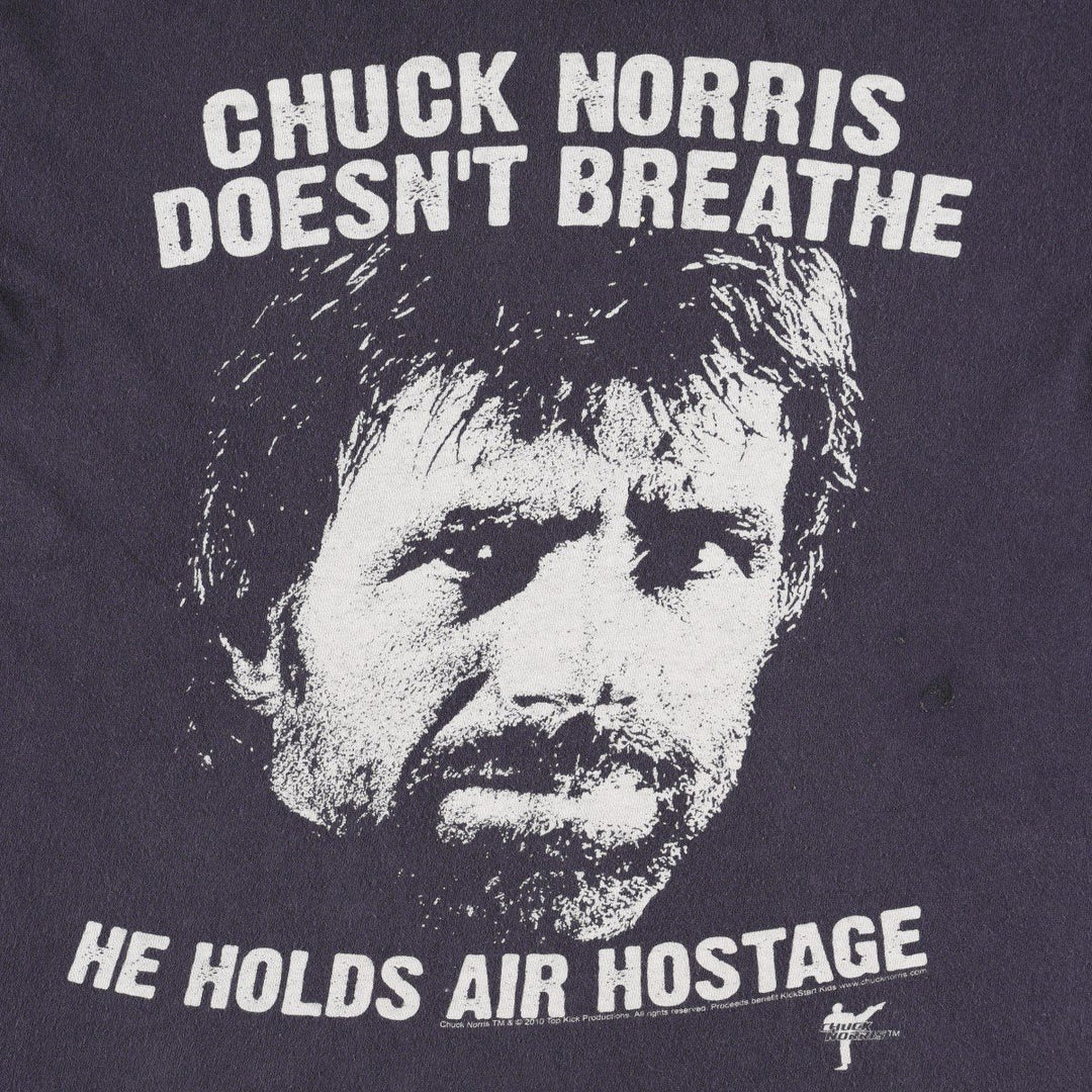 Anvil Chuck Norris Movie T-Shirt (Men's Size M) unclear navy blue type Vintage Second Hand