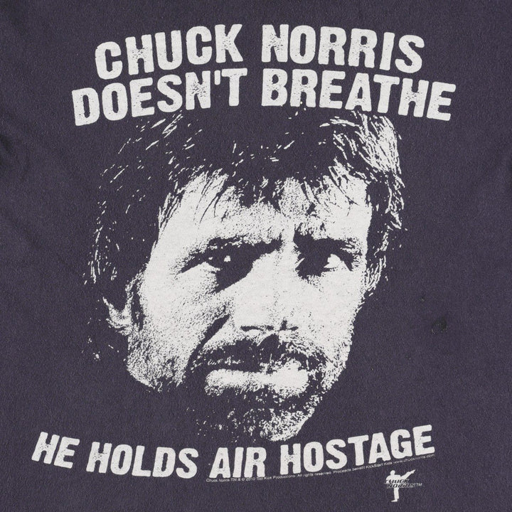 Anvil Chuck Norris Movie T-Shirt (Men's Size M) unclear navy blue type Vintage Second Hand