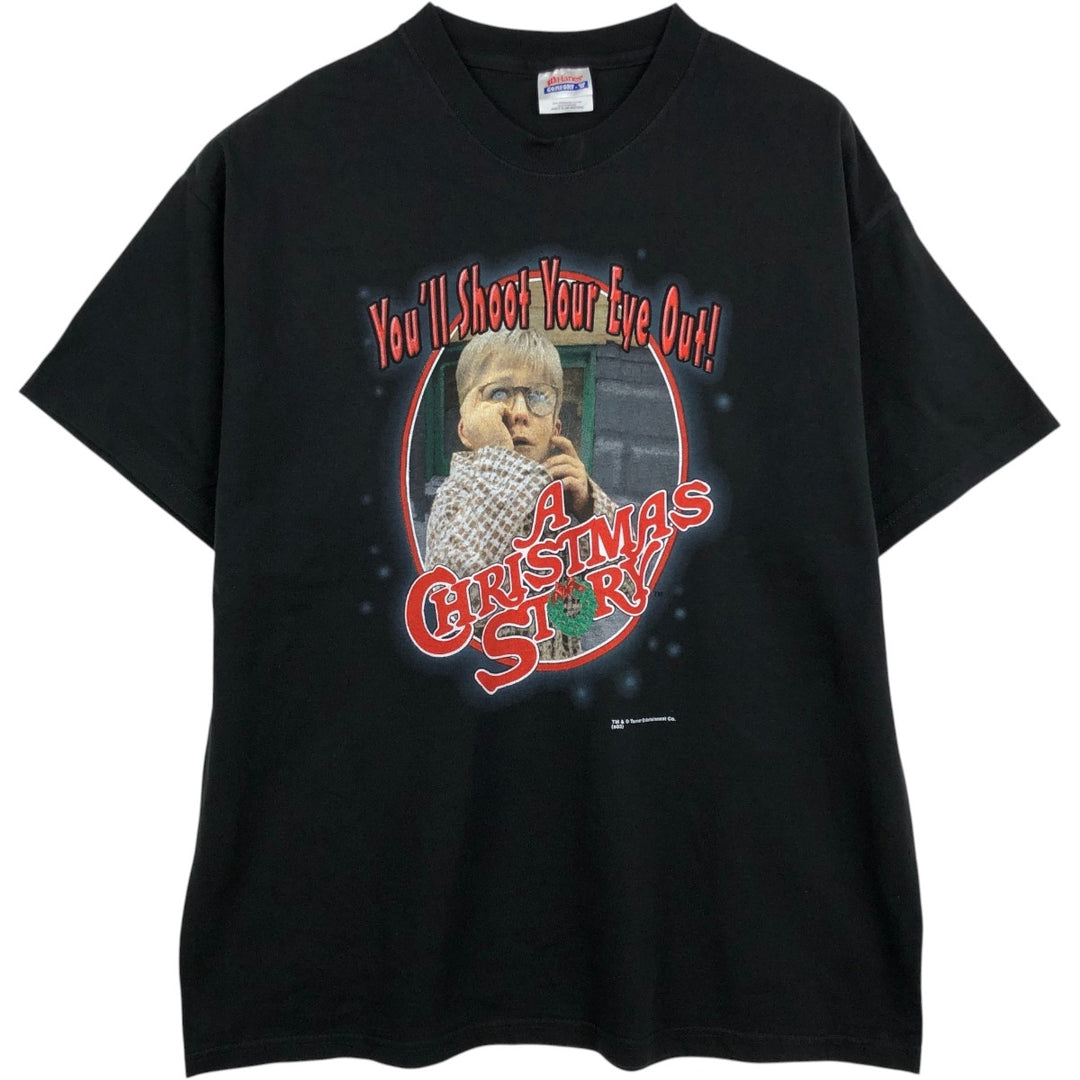Hanes A CHRISTMAS STORY Movie T-Shirt (Men's XL equivalent) cotton black type Vintage Second Hand