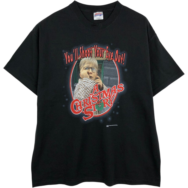 Hanes A CHRISTMAS STORY Movie T-Shirt (Men's XL equivalent) cotton black type Vintage Second Hand