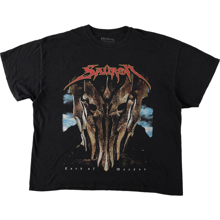 THE LORD OF THE RINGS Movie T-Shirt (Men's XL equivalent) - Double-sided print cotton black type Vintage Second Hand
