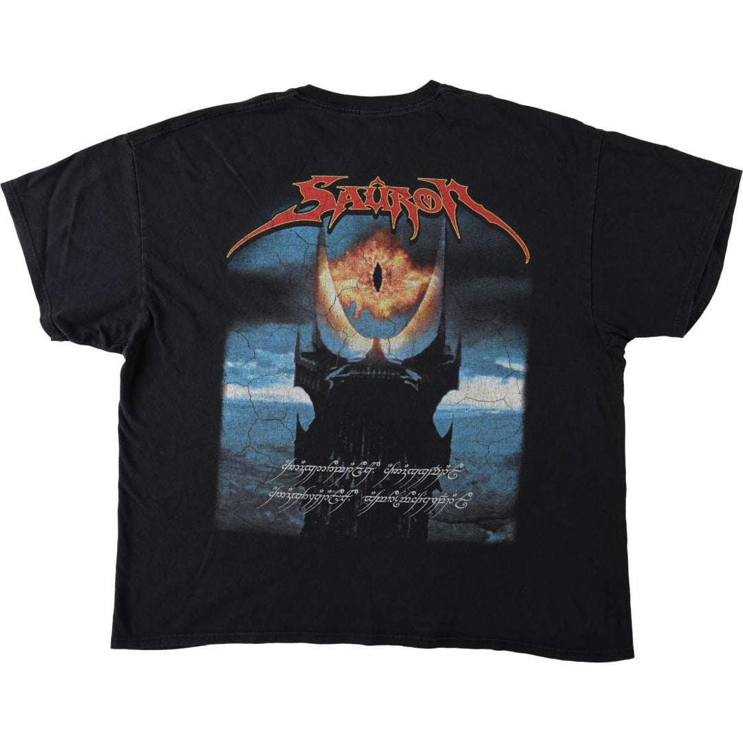 THE LORD OF THE RINGS Movie T-Shirt (Men's XL equivalent) - Double-sided print cotton black type Vintage Second Hand