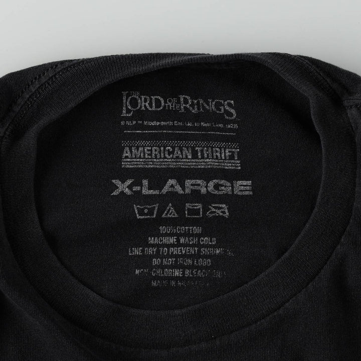 THE LORD OF THE RINGS Movie T-Shirt (Men's XL equivalent) - Double-sided print cotton black type Vintage Second Hand