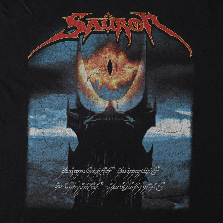 THE LORD OF THE RINGS Movie T-Shirt (Men's XL equivalent) - Double-sided print cotton black type Vintage Second Hand