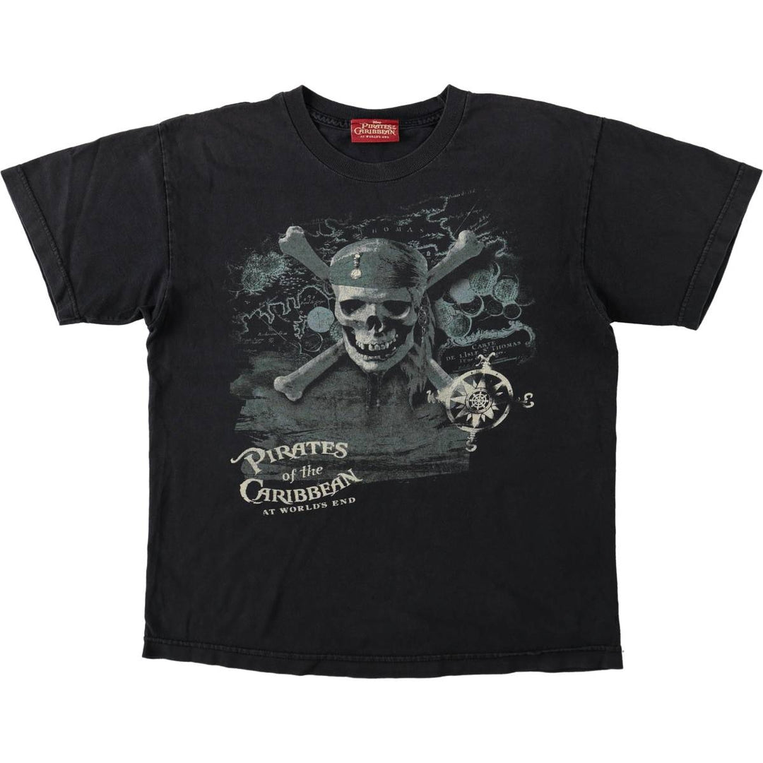 PIRATES OF THE CARIBBEAN Movie T-Shirt (Men's Size L) unclear black type Vintage Second Hand