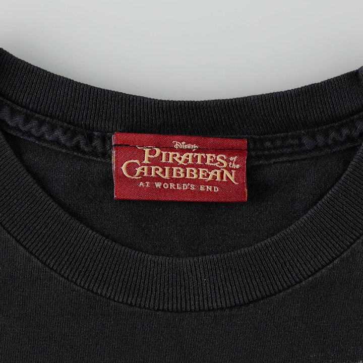 PIRATES OF THE CARIBBEAN Movie T-Shirt (Men's Size L) unclear black type Vintage Second Hand