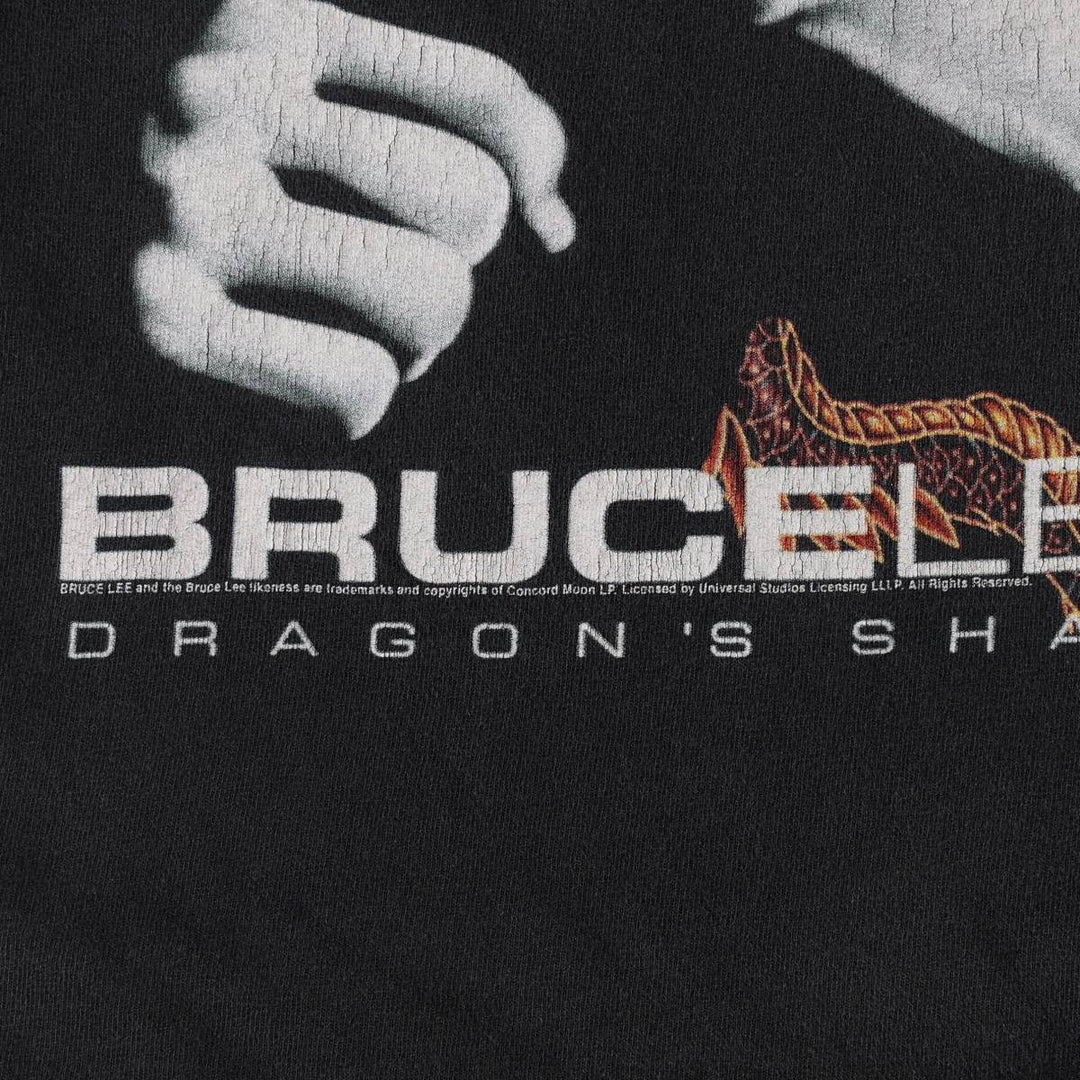 TENNESSEE RIVER BRUCE LEE (Bruce Lee) Dragon Pattern Movie T-Shirt, Men's Size M (approx.) cotton black type Vintage Second Hand