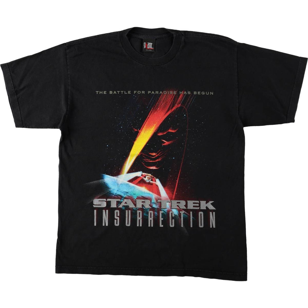 90'S Giant Star Trek Insurrection Movie T-Shirt, Men's XL equivalent, Vintage cotton black type Vintage Second Hand