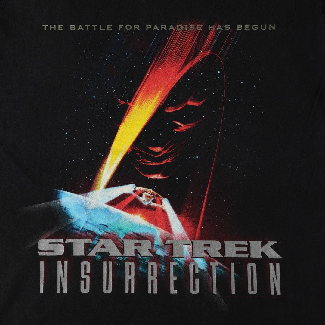 90'S Giant Star Trek Insurrection Movie T-Shirt, Men's XL equivalent, Vintage cotton black type Vintage Second Hand