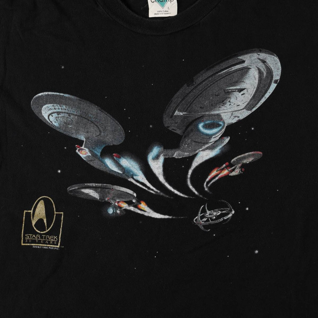 90'S TOUR CHAMP STAR TRECK 30 YEARS Movie T-Shirt, Men's Size L (Equivalent), Vintage cotton black type Vintage Second Hand