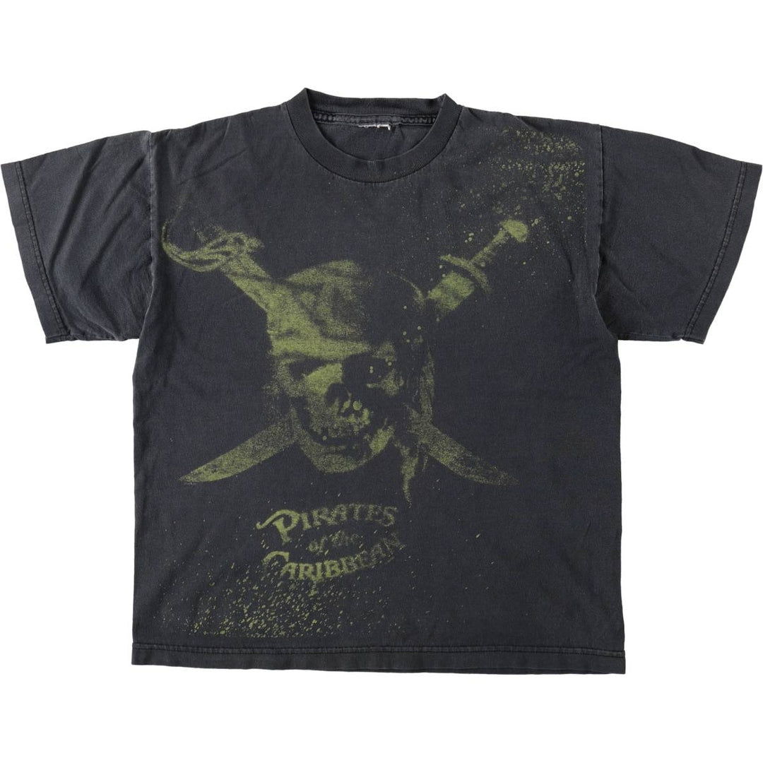 PIRATES OF THE CARIBBEAN Movie T-Shirt (Men's Size L) unclear Charcoal Vintage Second Hand