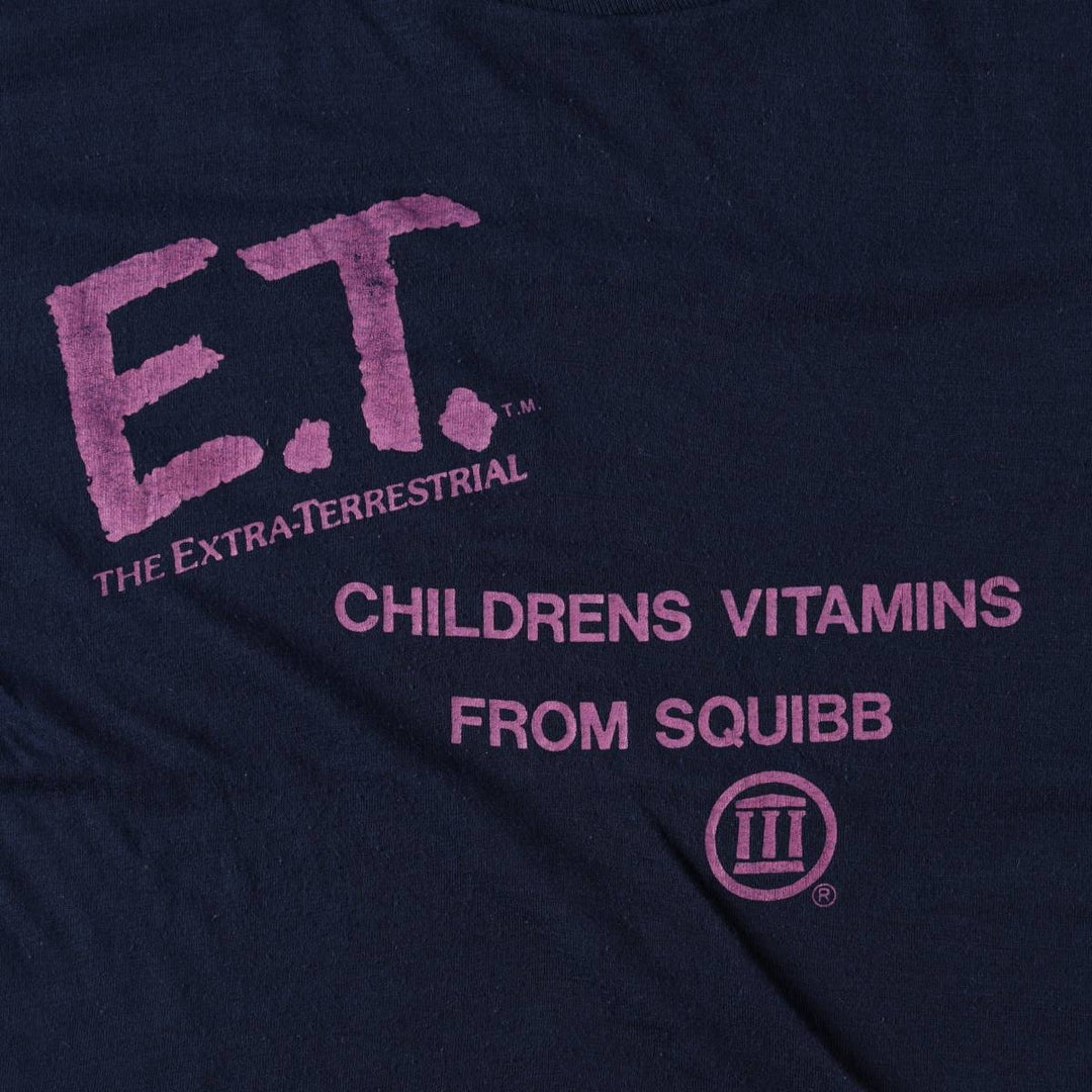 Screen Stars ET (Eaty) Movie T-Shirt, Made in USA, Men's Size L (approx.) cotton navy blue type Vintage Second Hand