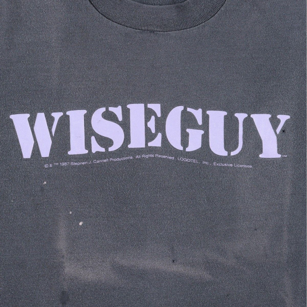 80'S Stedman Wiseguy Movie T-Shirt, Made in USA, Men's Size M (approx.), Vintage cotton Charcoal Vintage Second Hand