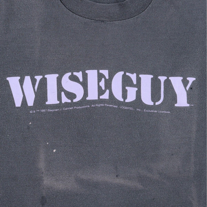 80'S Stedman Wiseguy Movie T-Shirt, Made in USA, Men's Size M (approx.), Vintage cotton Charcoal Vintage Second Hand