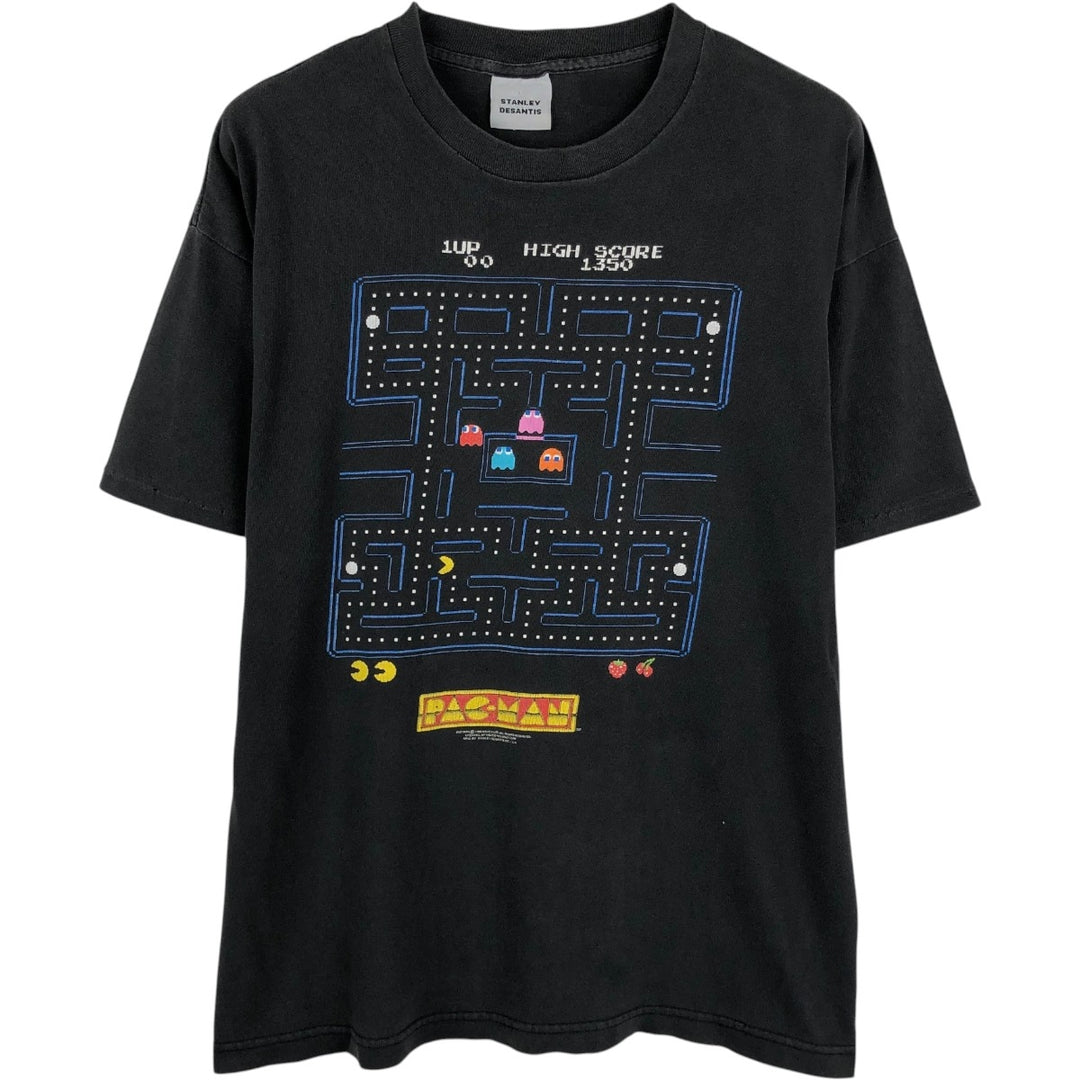 90'S PACMAN advertising T-shirt, Made in USA, Men's size L equivalent, Vintage cotton black type Vintage Second Hand