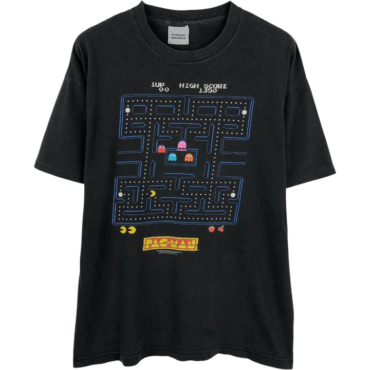 90'S PACMAN advertising T-shirt, Made in USA, Men's size L equivalent, Vintage cotton black type Vintage Second Hand