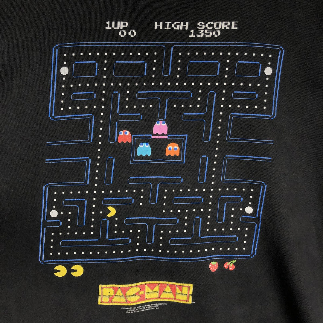 90'S PACMAN advertising T-shirt, Made in USA, Men's size L equivalent, Vintage cotton black type Vintage Second Hand
