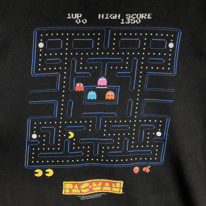 90'S PACMAN advertising T-shirt, Made in USA, Men's size L equivalent, Vintage cotton black type Vintage Second Hand