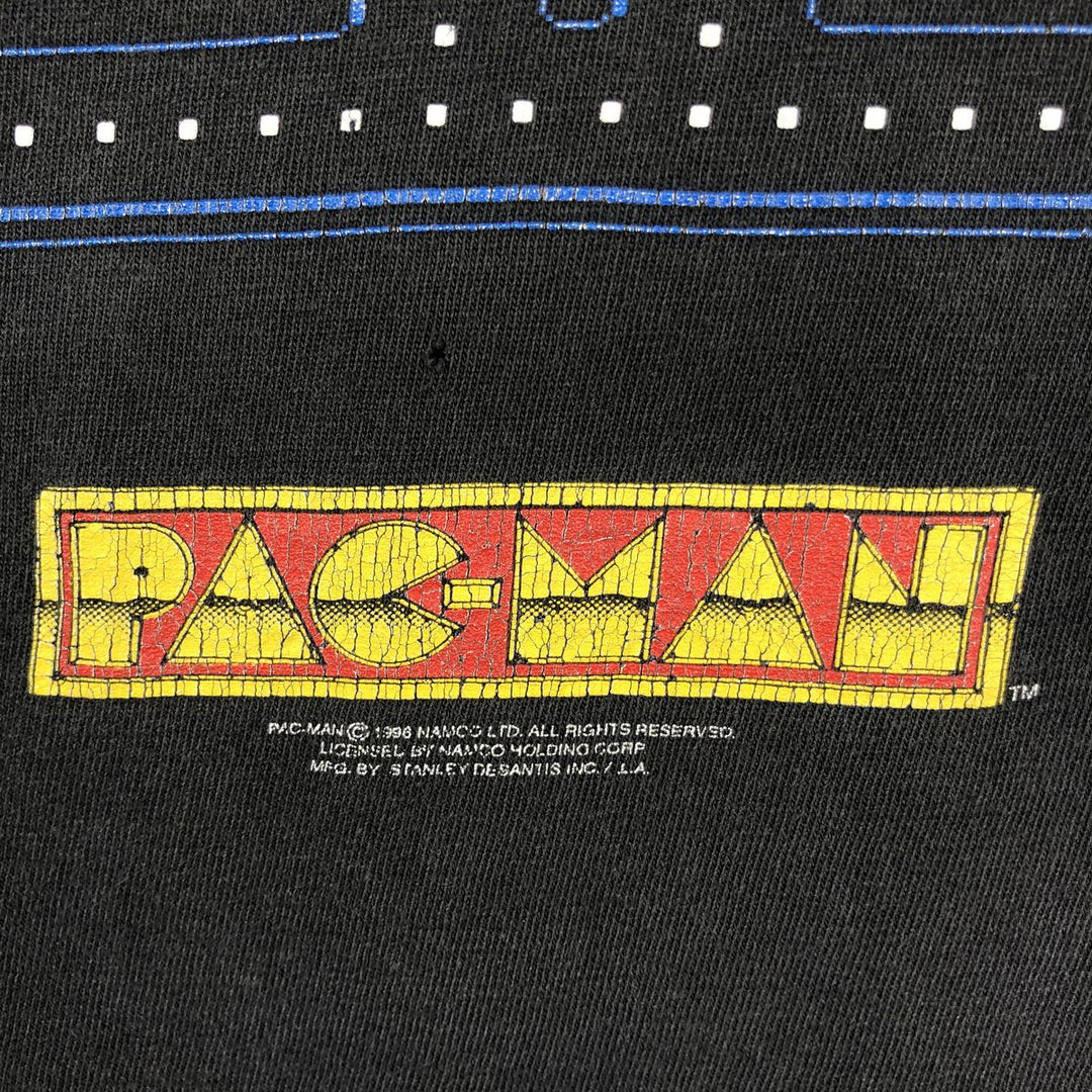 90'S PACMAN advertising T-shirt, Made in USA, Men's size L equivalent, Vintage cotton black type Vintage Second Hand