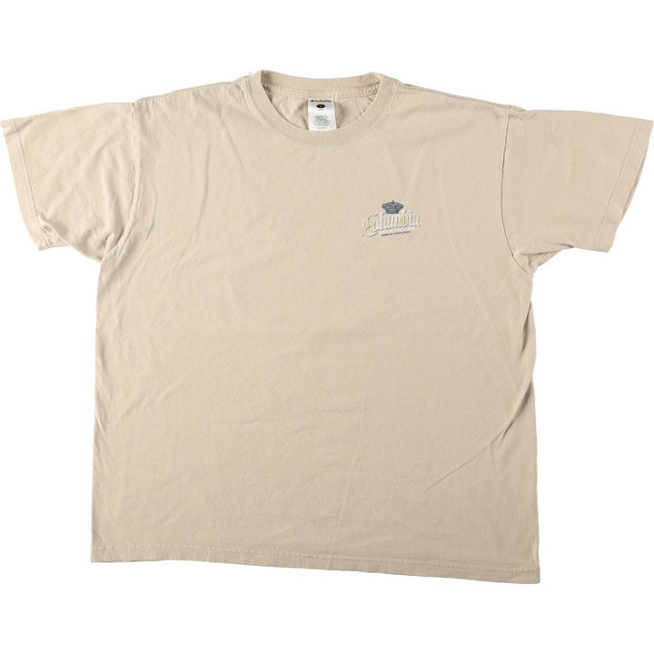 Columbia Short-Sleeve Printed T-Shirt, Men's Size L (approx.) cotton Beige type Vintage Second Hand