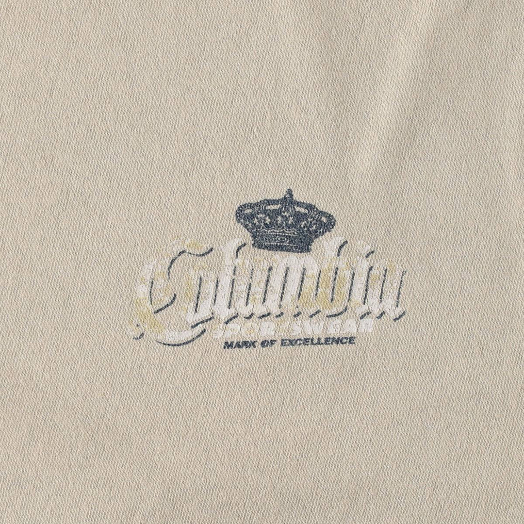 Columbia Short-Sleeve Printed T-Shirt, Men's Size L (approx.) cotton Beige type Vintage Second Hand
