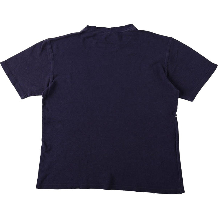 Lacoste LACOSTE Striped Short-Sleeve T-Shirt with One-Point Logo, Men's Size S (approx.) cotton navy blue type Vintage Second Hand