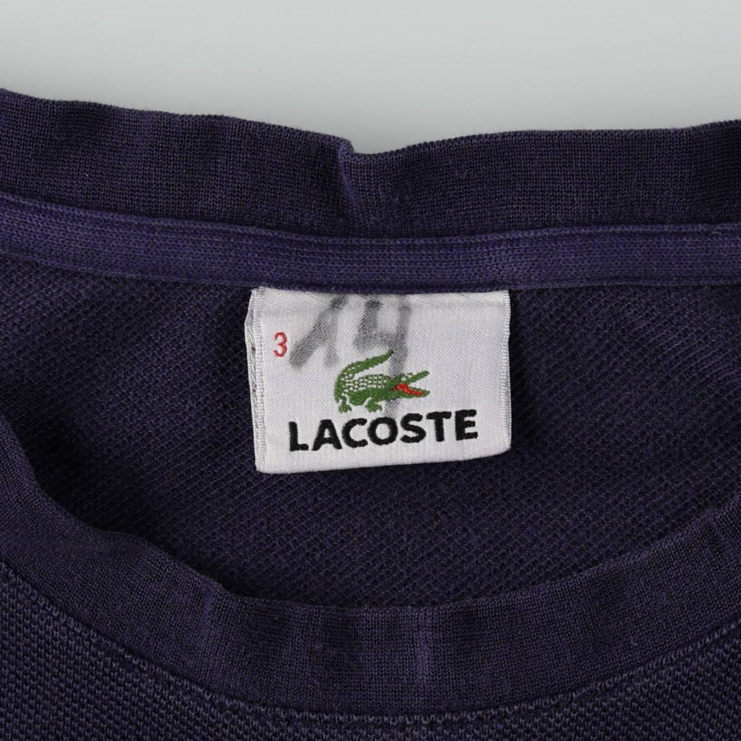 Lacoste LACOSTE Striped Short-Sleeve T-Shirt with One-Point Logo, Men's Size S (approx.) cotton navy blue type Vintage Second Hand