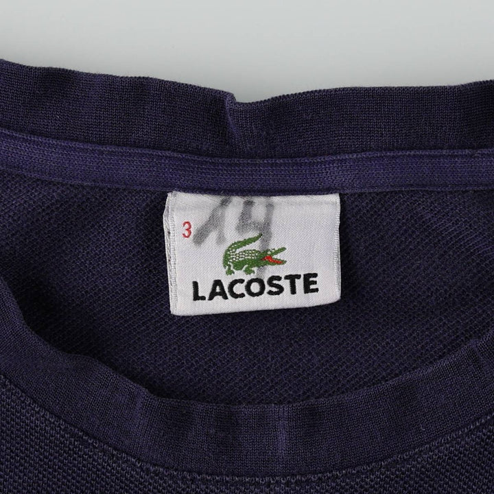 Lacoste LACOSTE Striped Short-Sleeve T-Shirt with One-Point Logo, Men's Size S (approx.) cotton navy blue type Vintage Second Hand