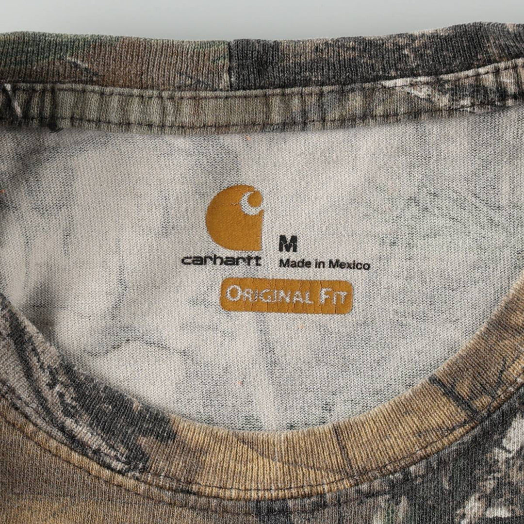 Carhartt ORIGINAL FIT Camouflage Pattern Short-Sleeve T-Shirt with One-Point Logo Pocket (Men's Size M) cotton brown type Vintage Second Hand