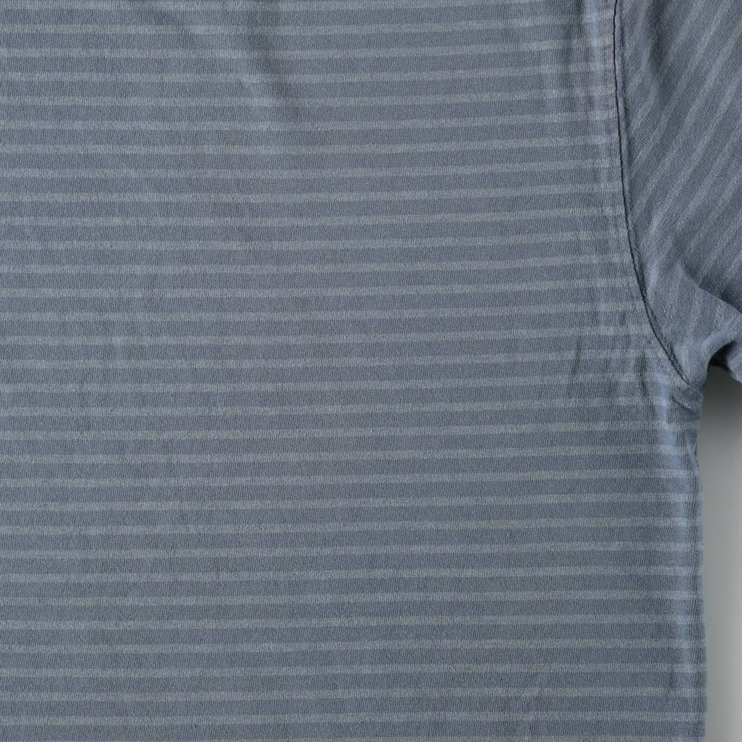 Carhartt ORIGINAL FIT Border Pattern Short-Sleeve T-Shirt with One-Point Logo Pocket (Men's Size M) cotton Blue type light blue Vintage Second Hand