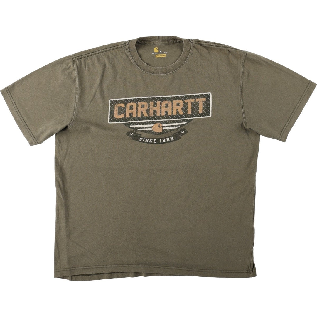 Carhartt ORIGINAL FIT Short-Sleeve Printed T-Shirt, Men's Size M (approx.) cotton Khaki type Vintage Second Hand