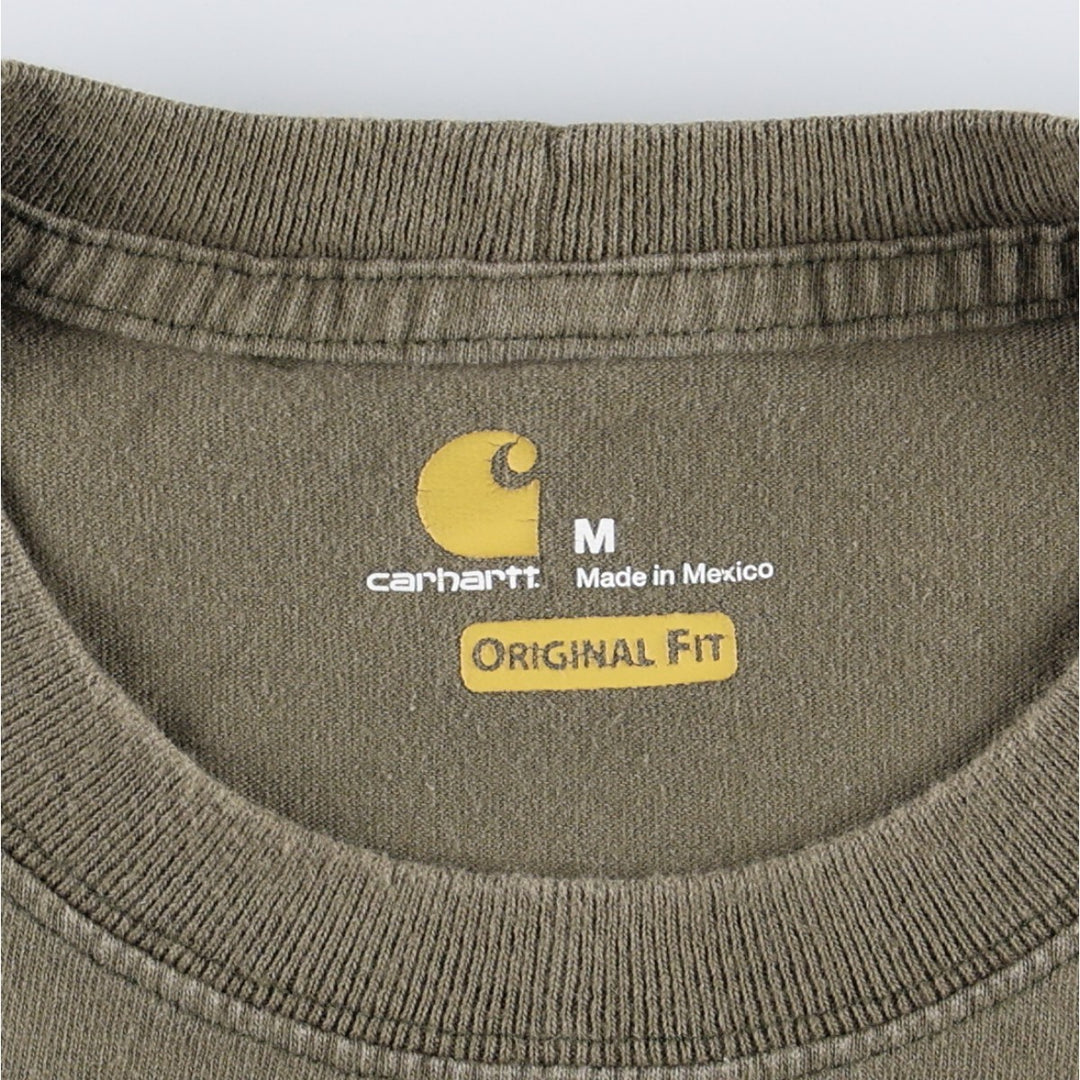 Carhartt ORIGINAL FIT Short-Sleeve Printed T-Shirt, Men's Size M (approx.) cotton Khaki type Vintage Second Hand