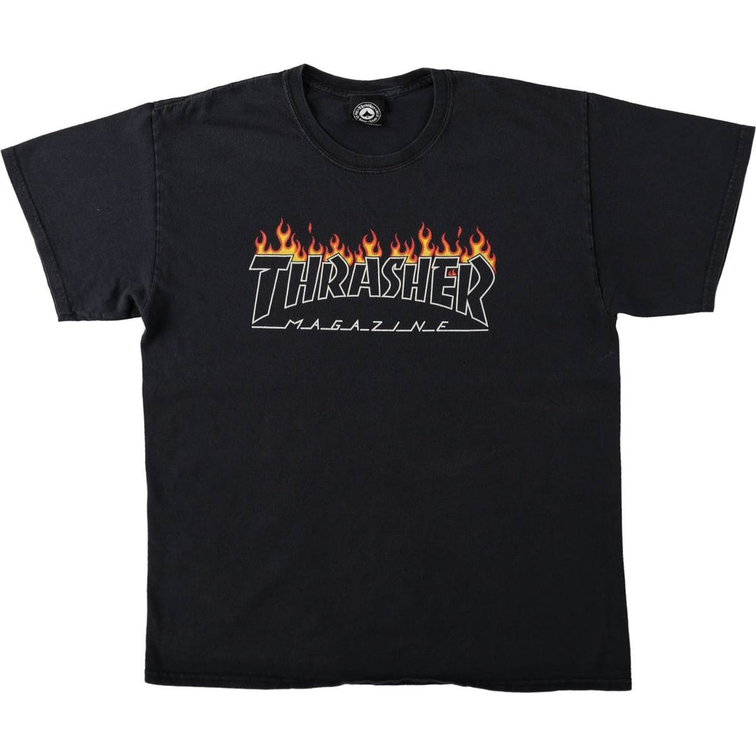 Thrasher Fire Pattern Surf Skate T-Shirt, Men's Size L cotton black type Vintage Second Hand