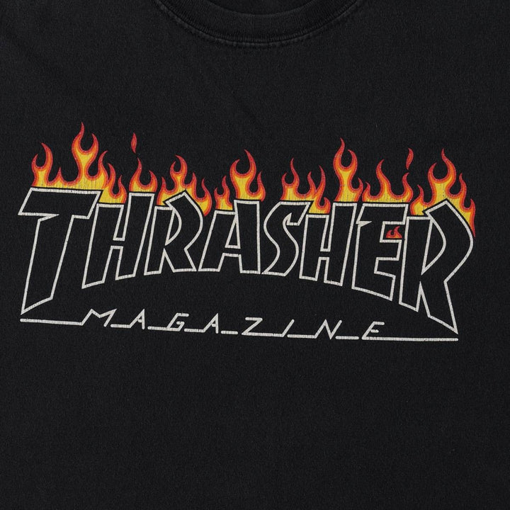 Thrasher Fire Pattern Surf Skate T-Shirt, Men's Size L cotton black type Vintage Second Hand