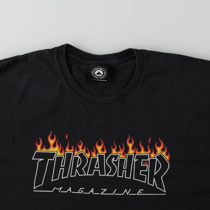 Thrasher Fire Pattern Surf Skate T-Shirt, Men's Size L cotton black type Vintage Second Hand
