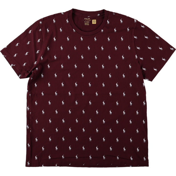 Ralph Lauren POLO RALPH LAUREN all-over print short-sleeved T-shirt, men's size L (approx.) cotton wine-red Vintage Second Hand