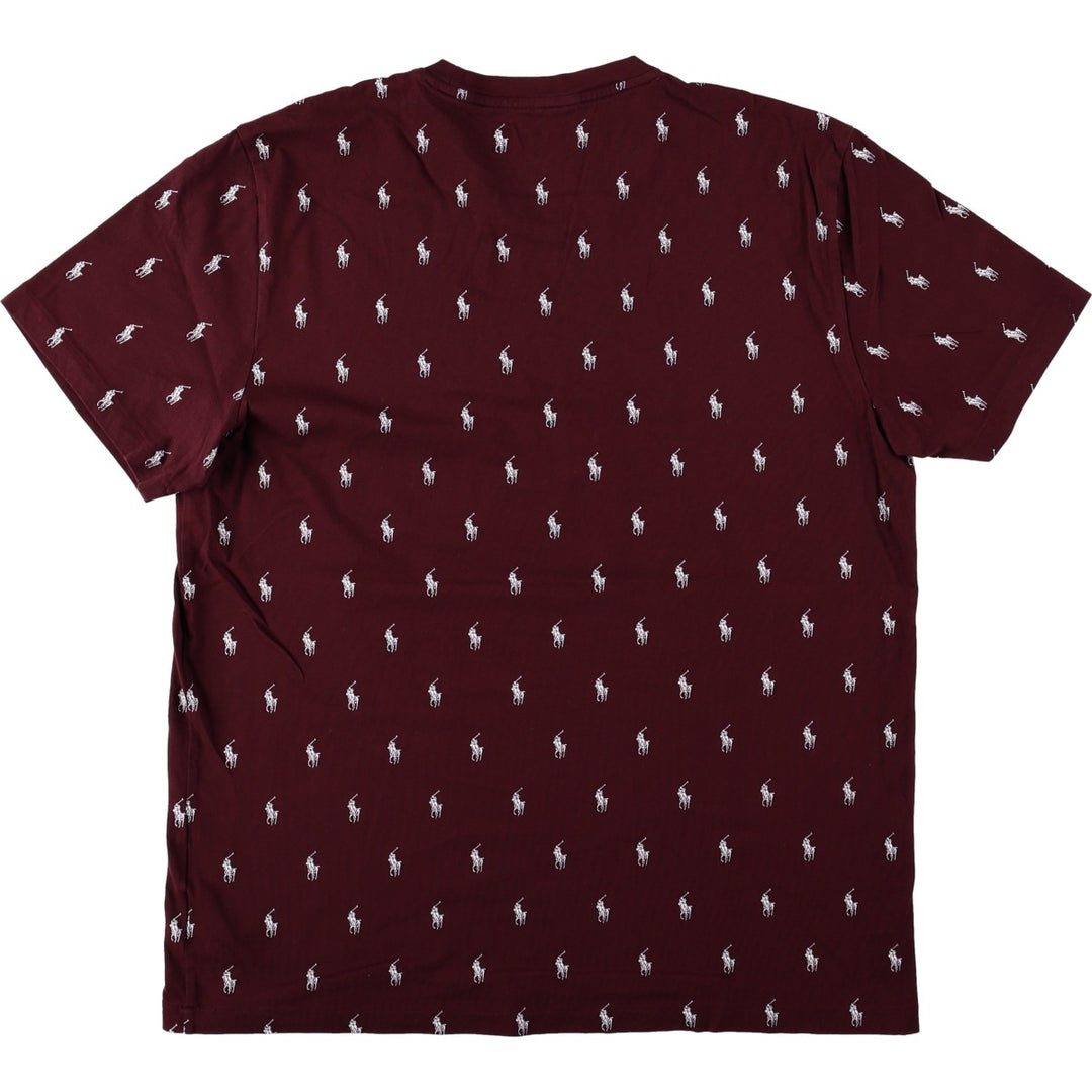 Ralph Lauren POLO RALPH LAUREN all-over print short-sleeved T-shirt, men's size L (approx.) cotton wine-red Vintage Second Hand