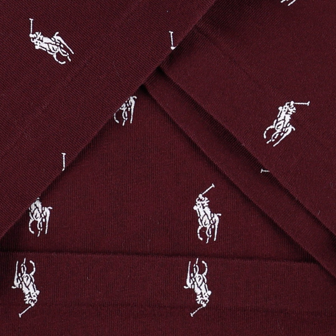 Ralph Lauren POLO RALPH LAUREN all-over print short-sleeved T-shirt, men's size L (approx.) cotton wine-red Vintage Second Hand