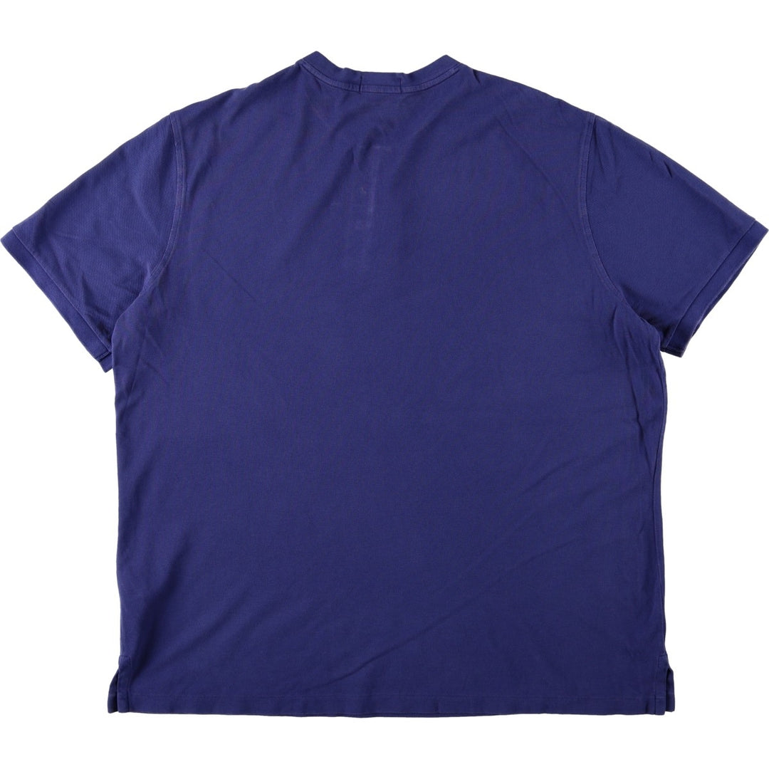 Ralph Lauren POLO RALPH LAUREN Short-Sleeve Henley Neck T-Shirt with One-Point Logo, Men's Size XL (approx.) cotton blue type Vintage Second Hand