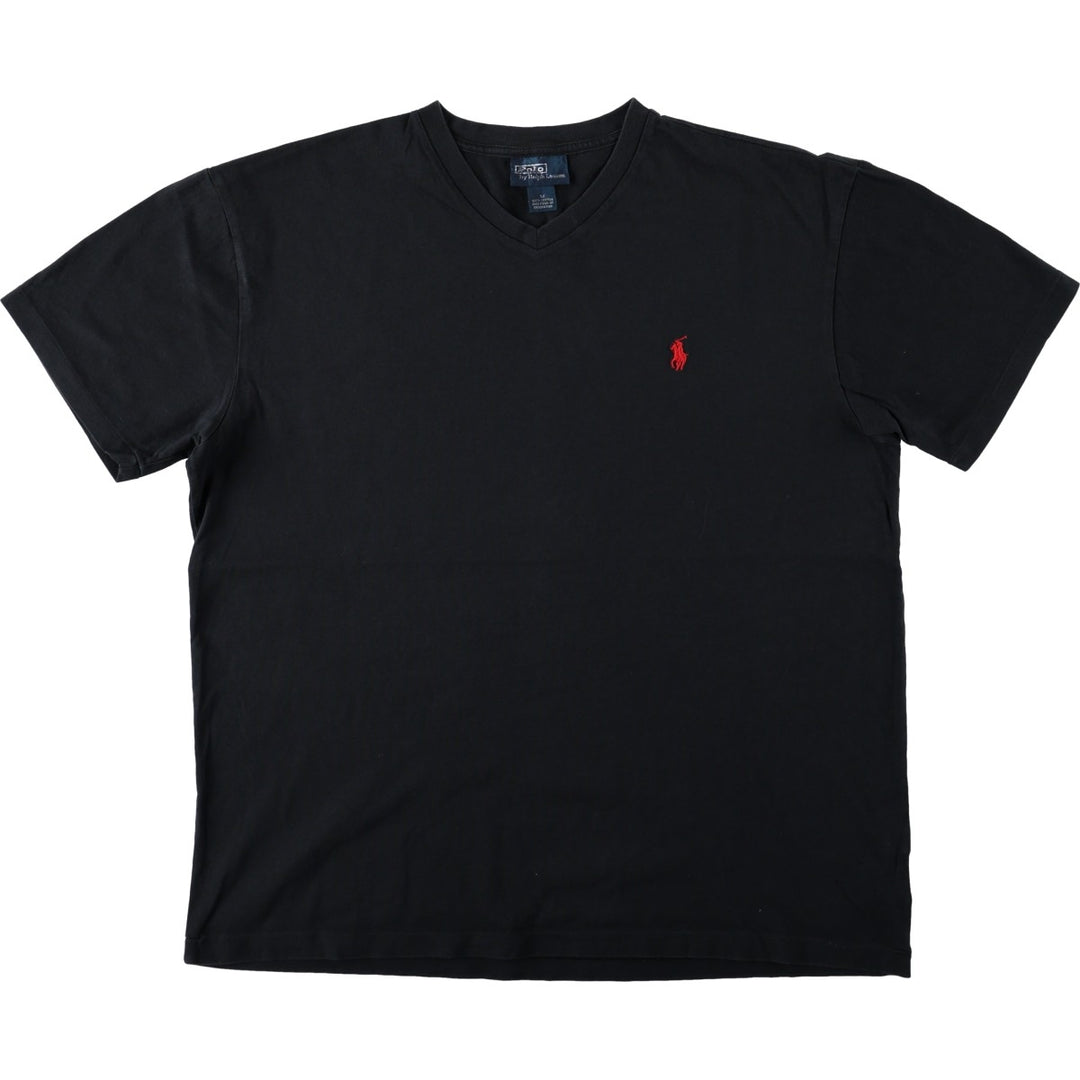 Ralph Lauren POLO by Ralph Lauren short sleeve one point logo T-shirt men's M size cotton black type Vintage Second Hand