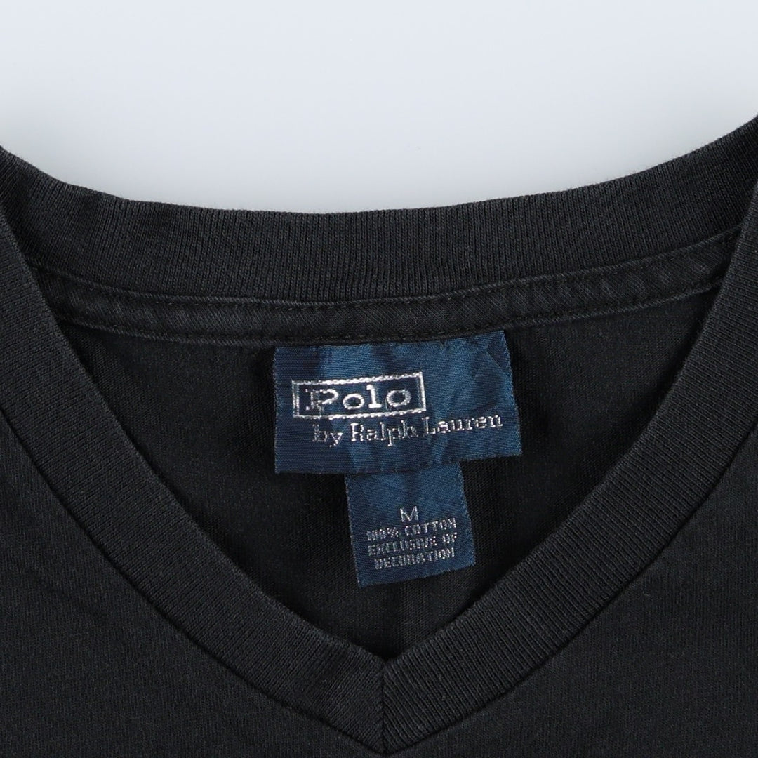 Ralph Lauren POLO by Ralph Lauren short sleeve one point logo T-shirt men's M size cotton black type Vintage Second Hand