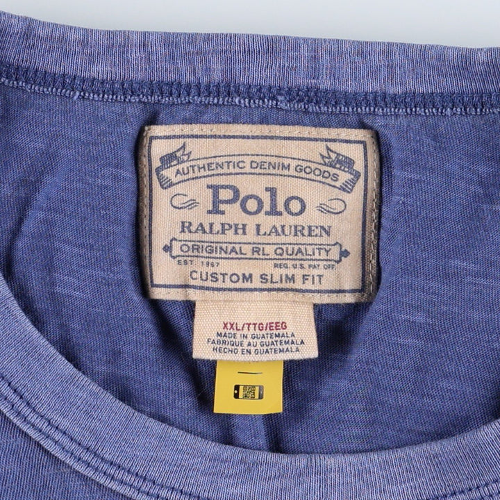 Ralph Lauren CUSTOM SLIM FIT Short-Sleeve Logo T-Shirt, Men's Size XXL (approx.) cotton blue type Vintage Second Hand