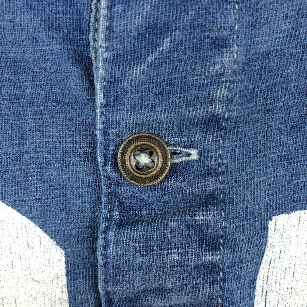 Ralph Lauren POLO RALPH LAUREN Henley neck short-sleeved printed T-shirt, men's size M (approx.) unclear blue type Vintage Second Hand