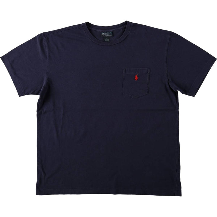 Ralph Lauren POLO by Ralph Lauren short sleeve one point logo T-shirt men's L size cotton navy blue type Vintage Second Hand