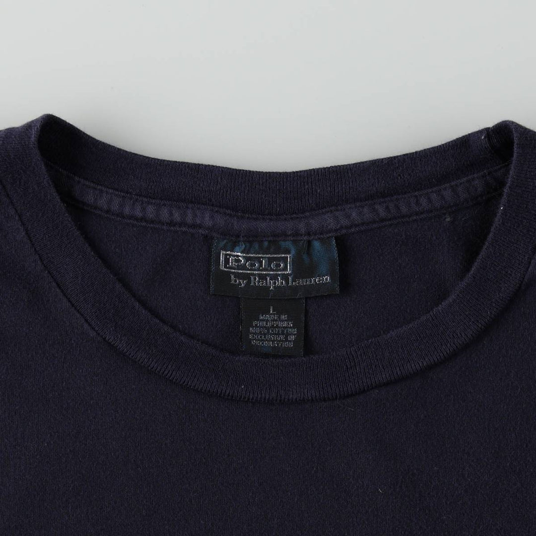 Ralph Lauren POLO by Ralph Lauren short sleeve one point logo T-shirt men's L size cotton navy blue type Vintage Second Hand